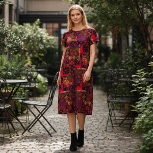 John Roberts Shift Dress Womens 20WP Purple Red Abstract Geometric Casual Office
